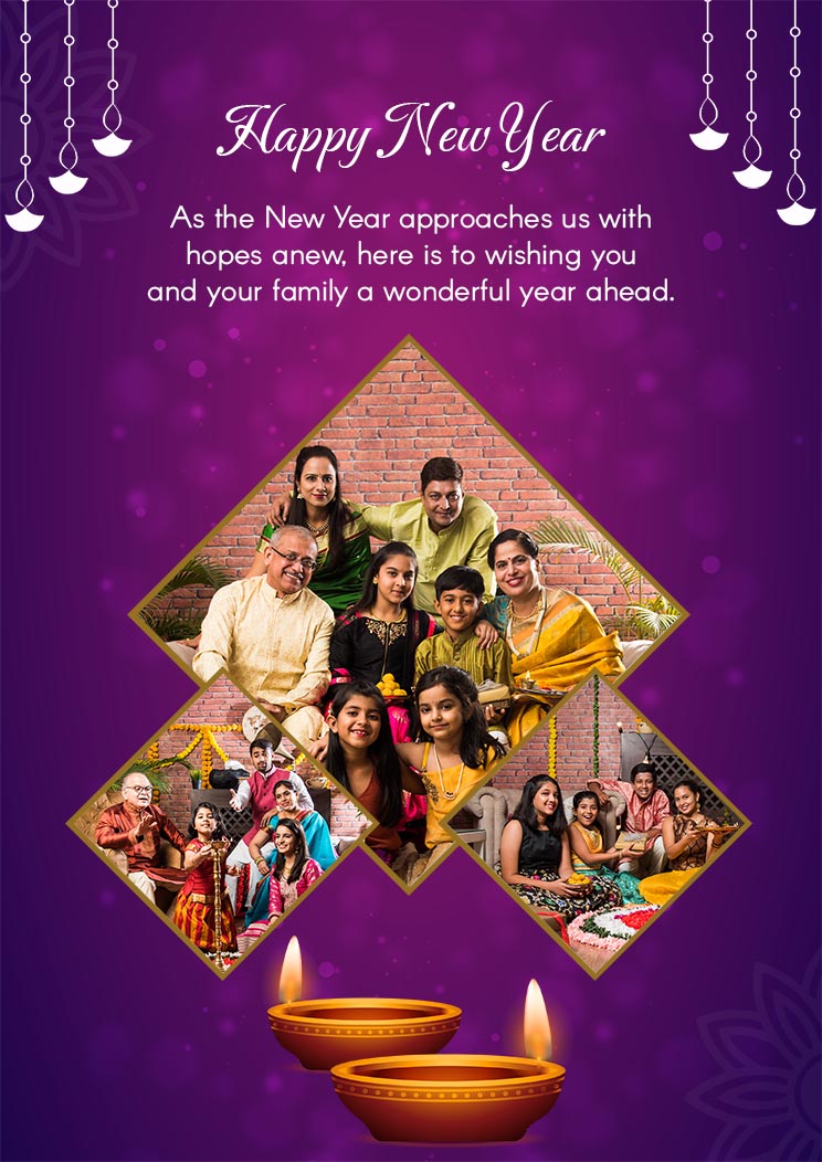Happy New Years Photo Collage Card Template