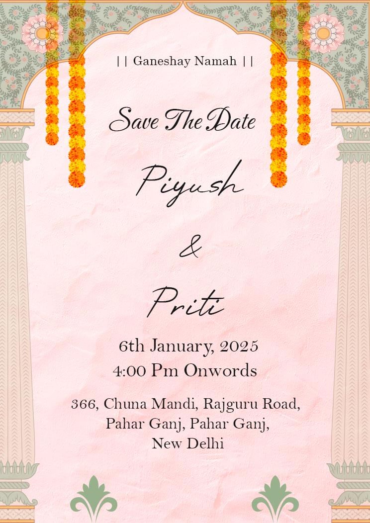 Minimal Indian Wedding Save The Date Invitation Card