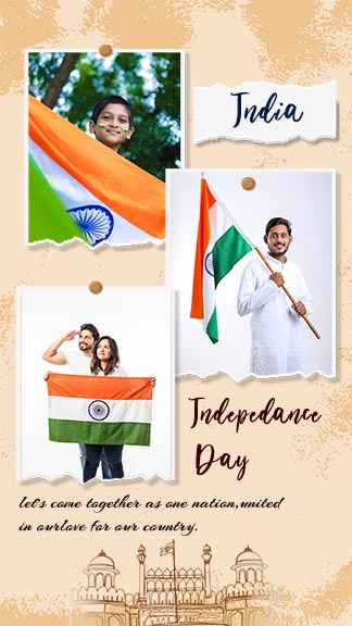 Happy Independence Day vintage Photo Collage Instagram Story