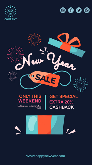 Happy New Year Sale Instagram Story Template