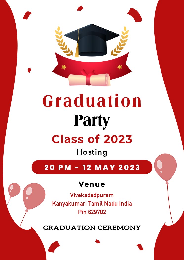 Red and White Modern Graduation Party Invitation A4