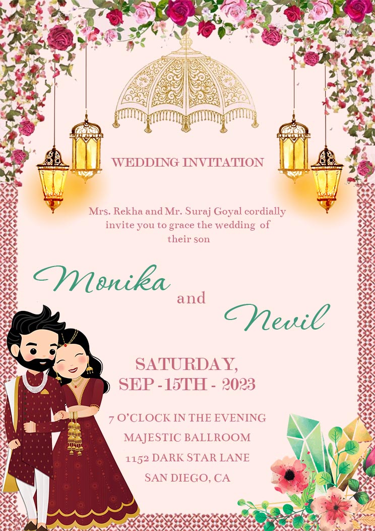 Download Colorful Caricature Wedding Invitation