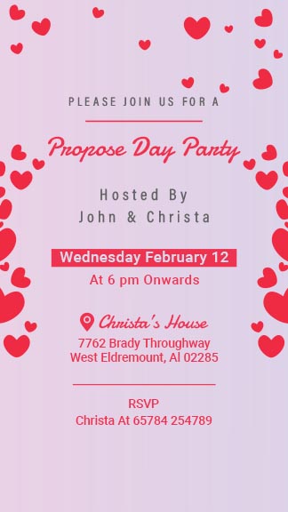 Propose Day Party Invitation Template