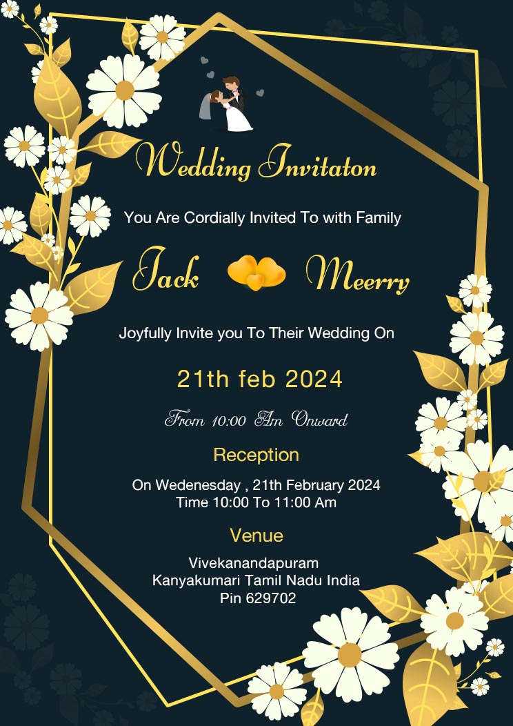 Simple Floral Wedding Invitation Card