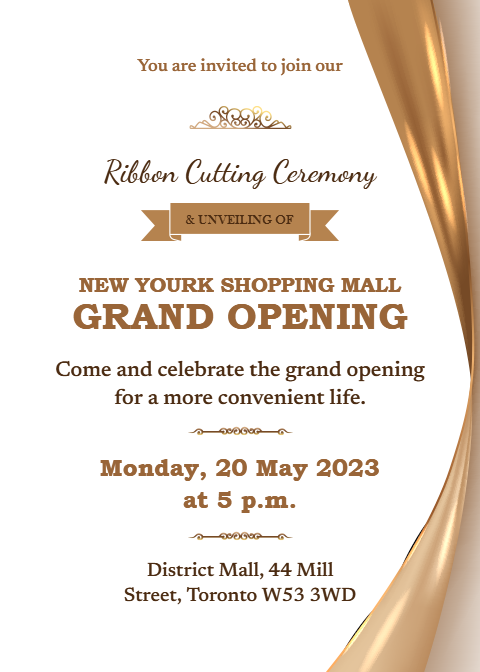 Shop Grand Opening Ceremony Invitation Card