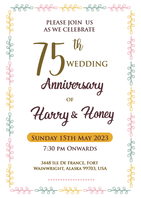 Free Wedding Anniversary Celebration Invitation Card Download