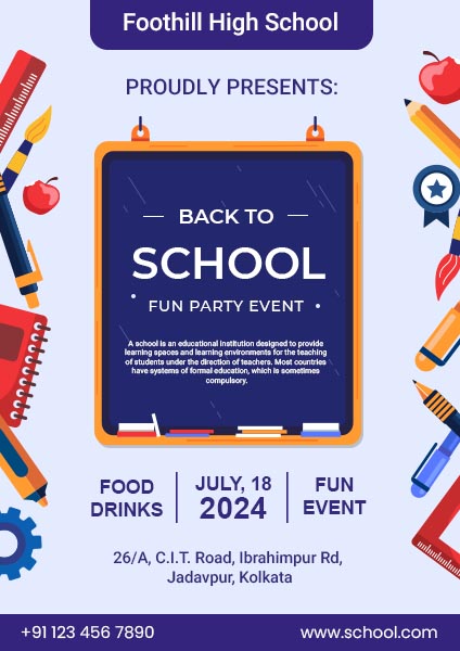 Back To School Fun Party Invitation