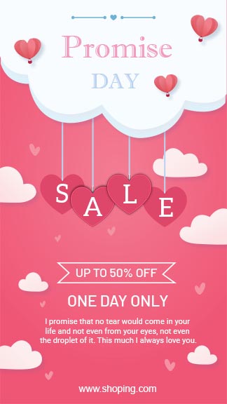 Pink and White Background Promise Day Sale Instagram Story Maker Template