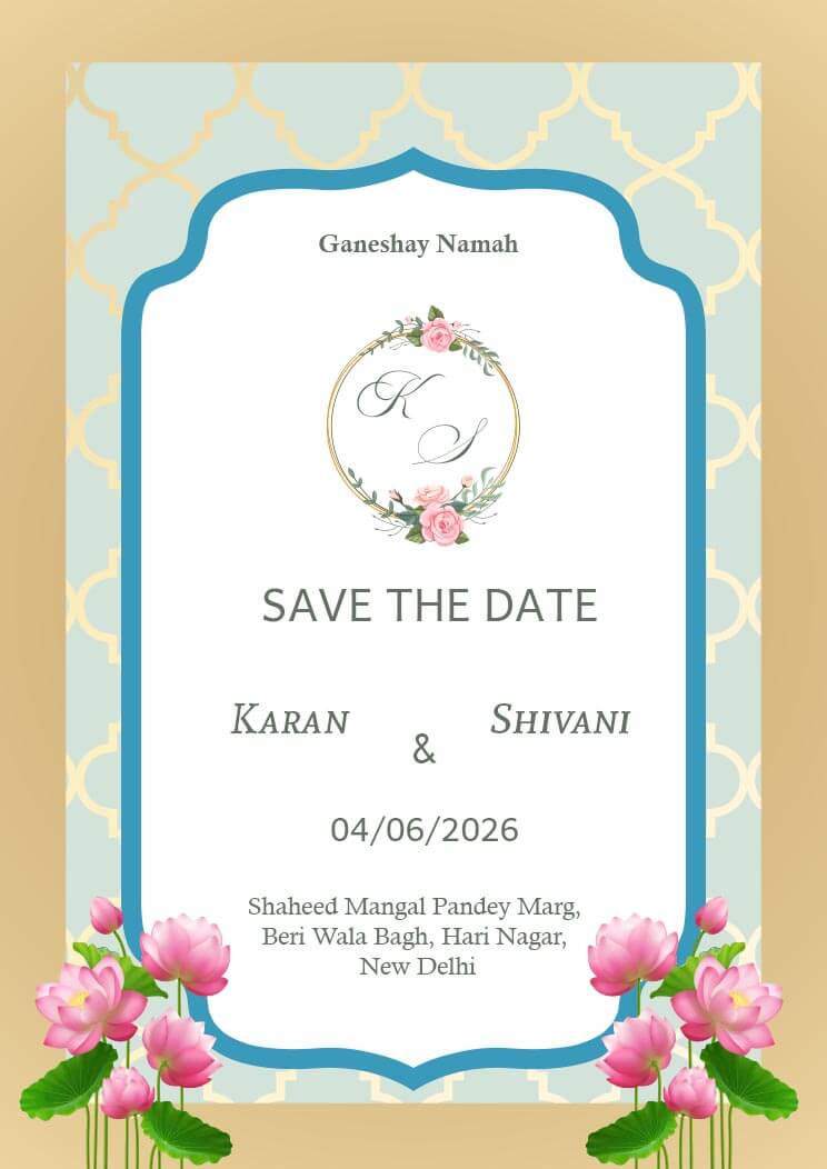 Indian Wedding Save The Date Invitation Card