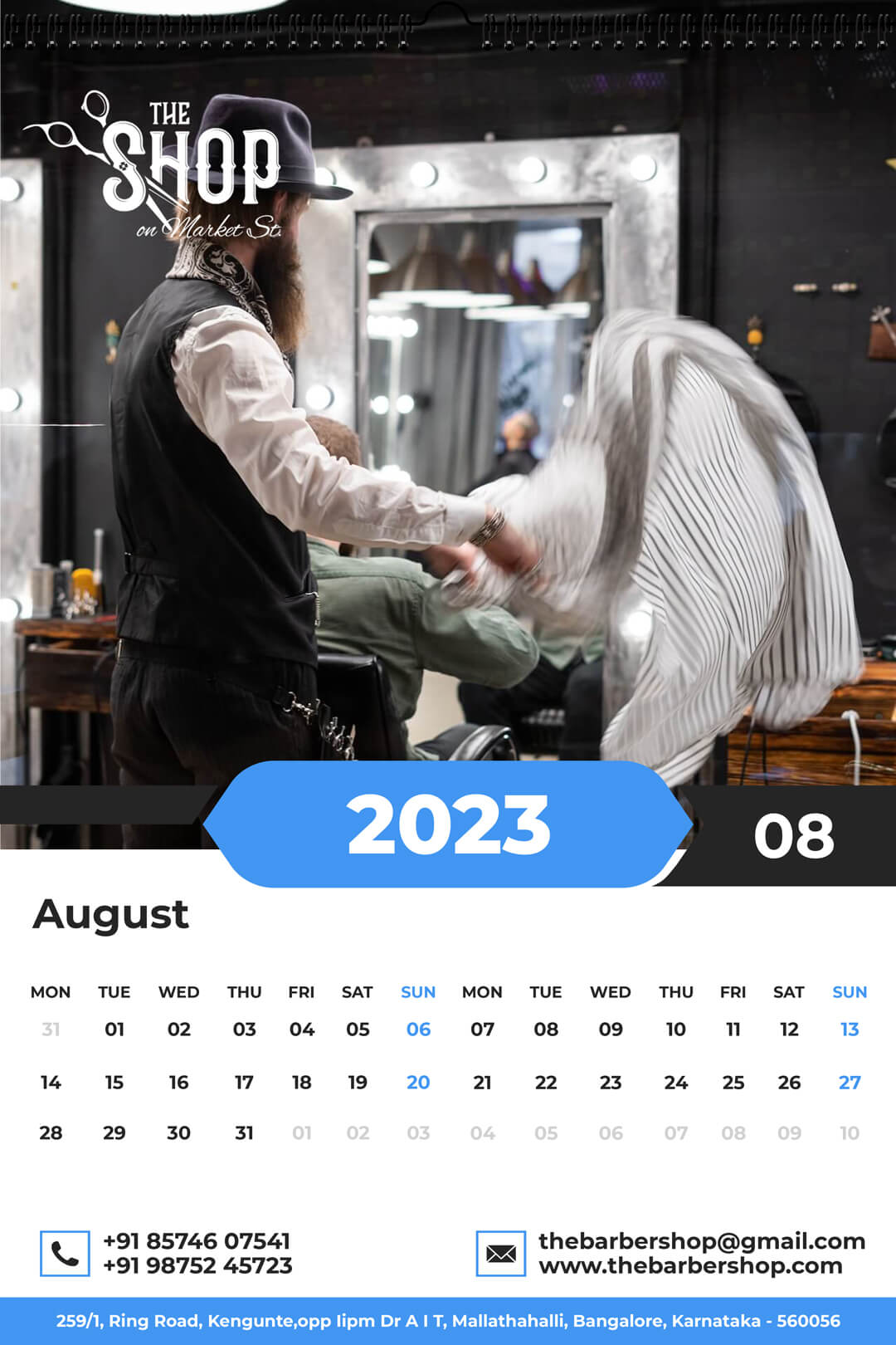 August 2023 Wall Portrait Calendar Template