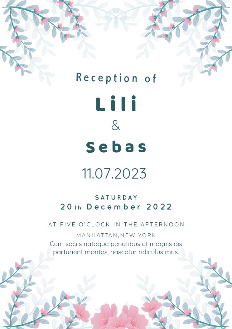Reception Party Free Invitation Card Download