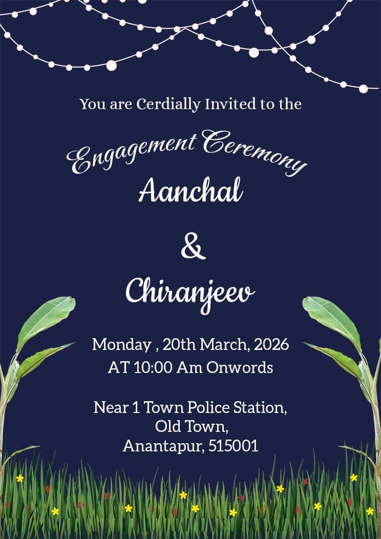 South Indian Engagement Ceremony Invitation Card