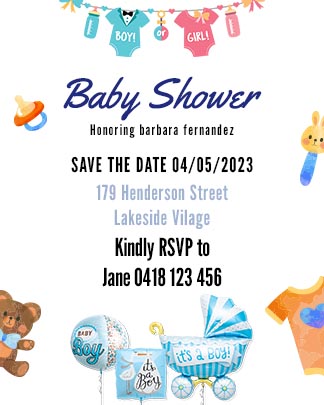 Baby Shower Colorful Invitation Portrait Card