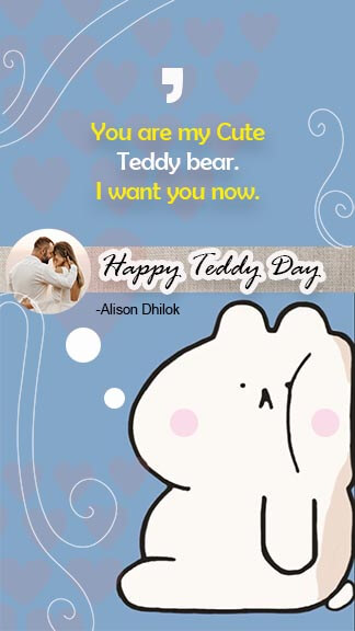 Blue Rectangle white shape happy teddy day simple quotes story
