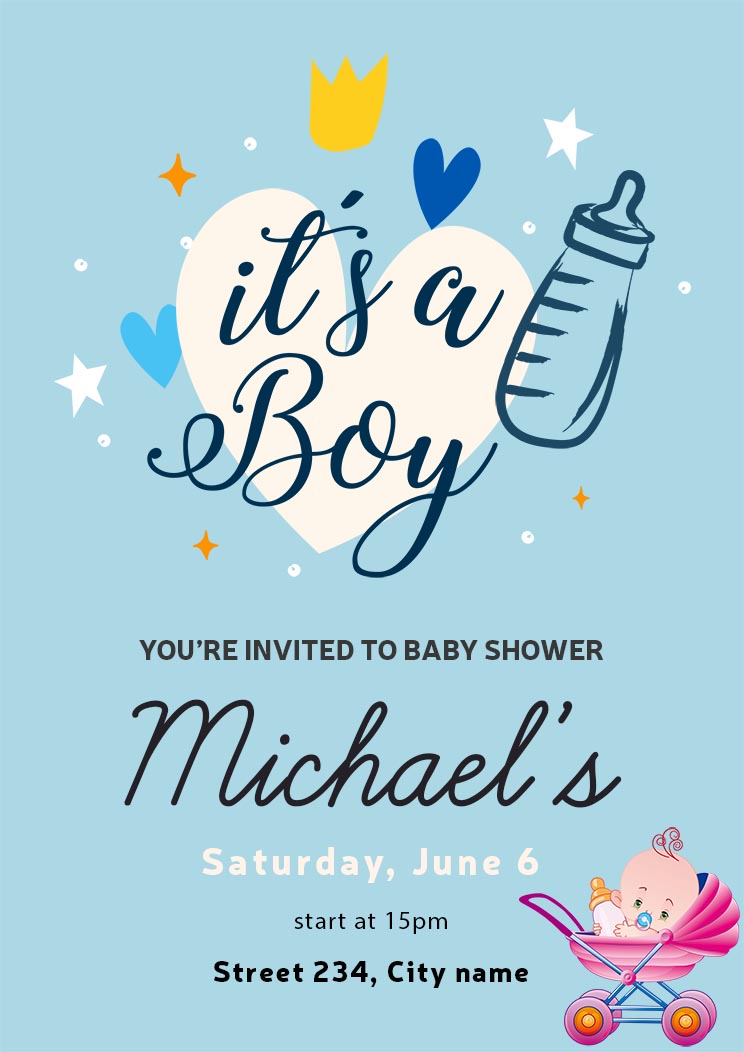 Free Babyboy Shower Invitation Card