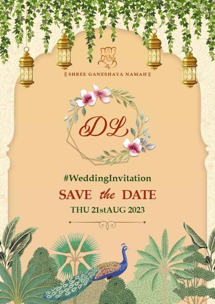 wedding invitation Yellowish orange Decorative Template page 1