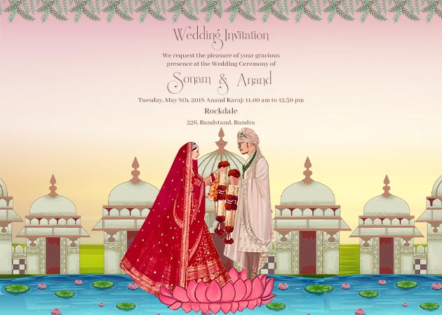 Traditional Caricature Wedding Landscape Invitation