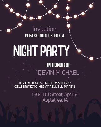 Night Party Invitetion Card Maker Template