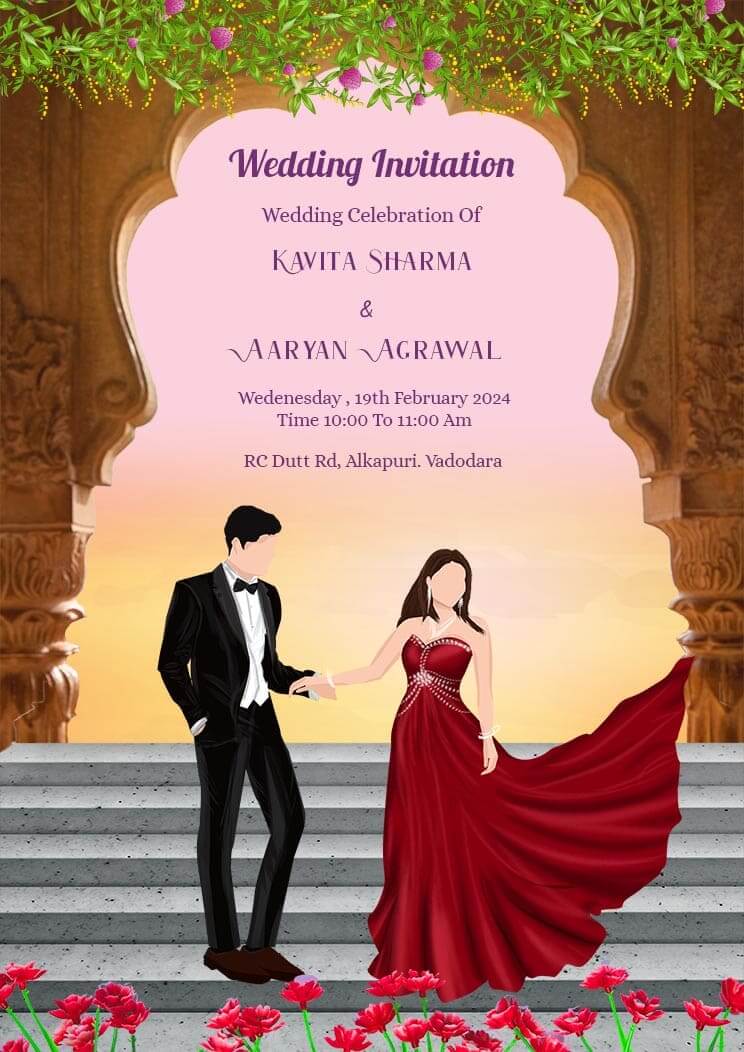 New Caricature Wedding Invitation Template Download
