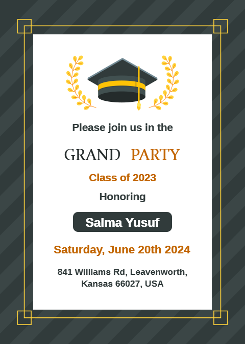 Graduation Ceremony Grand Party Invitation Card