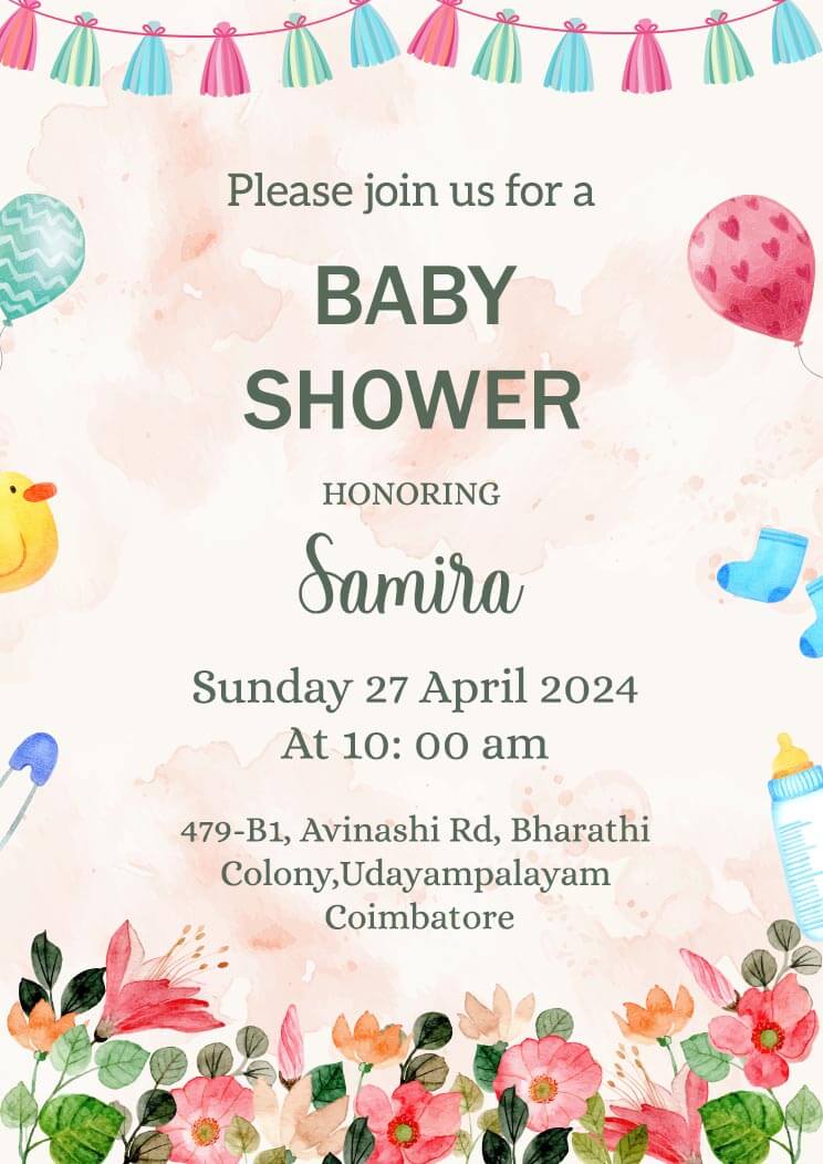 Colourful Baby Shower Invitation Card Download