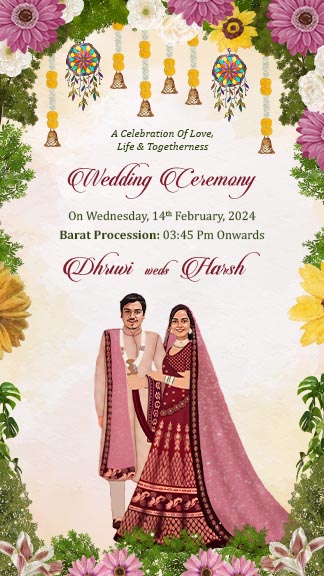 Caricature Indian Wedding Invitation
