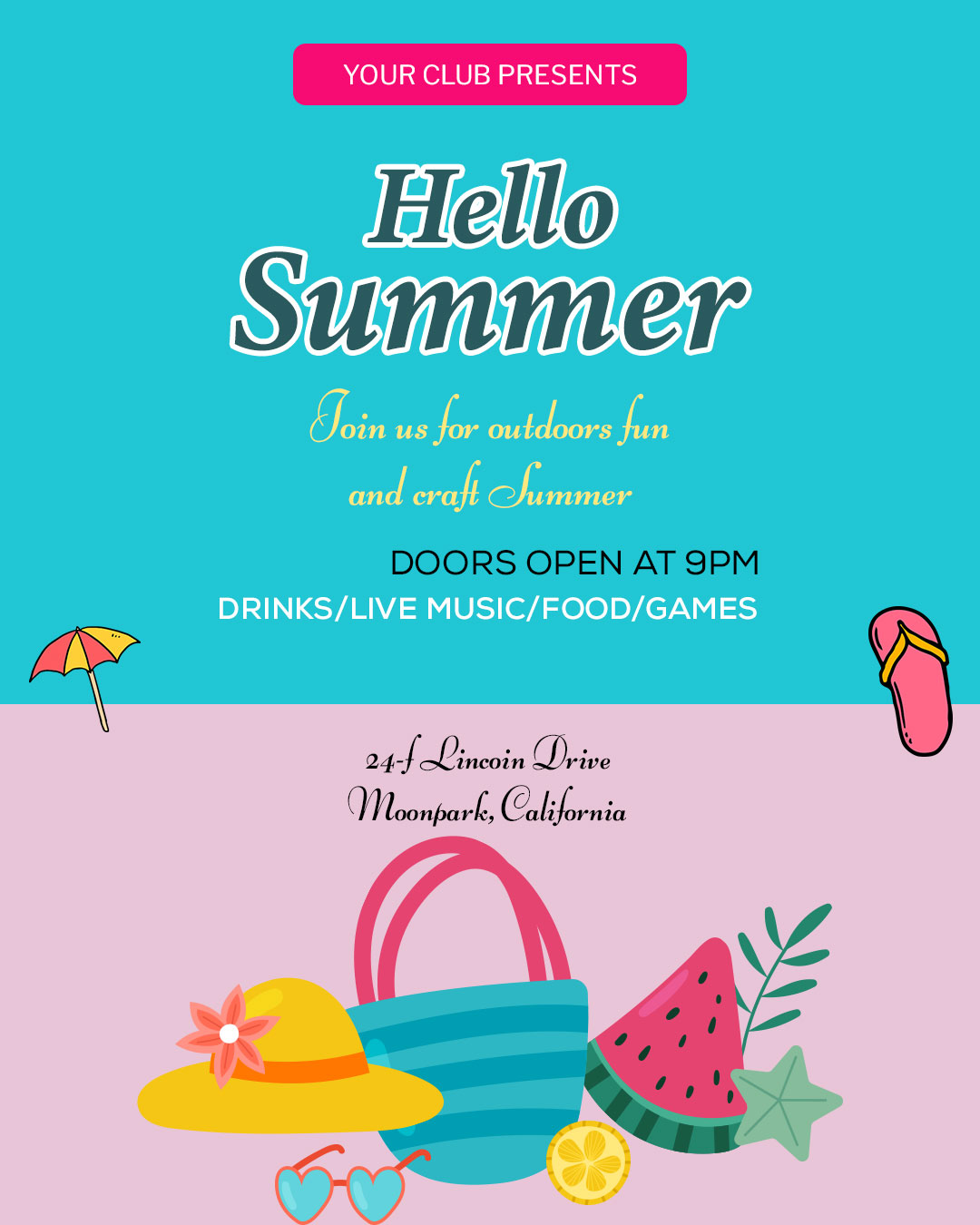 Summer Party Invitation Card