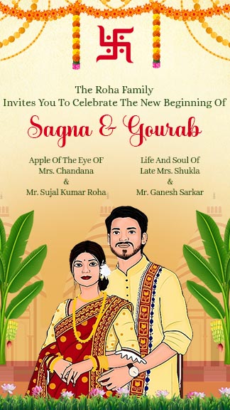 Caricature Bengali Wedding Invitation