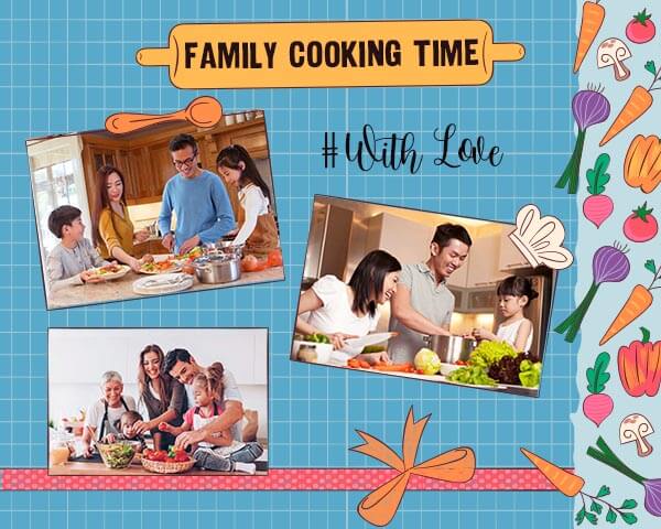 Illustration hand drawn child like background family Cooking Time Story Board