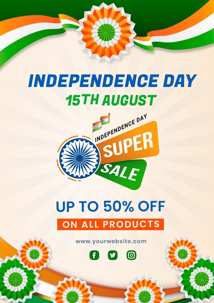 Happy independence Day Sale Stylish Offer Template