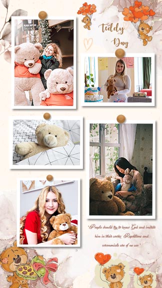 Minimalist Teddy Day Instagram Collage Story Template