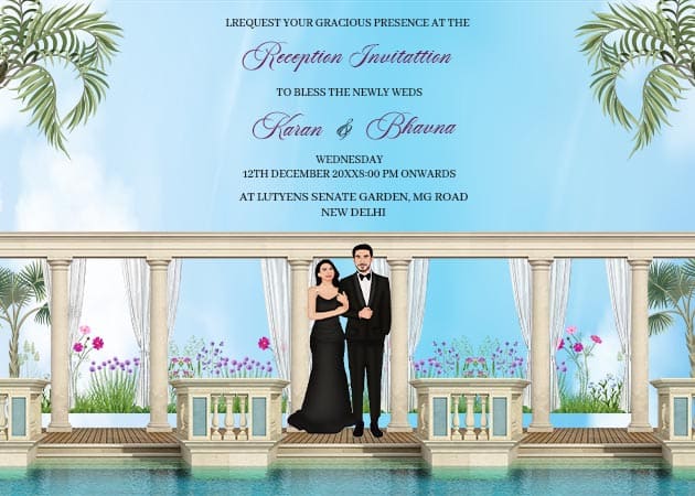 Caricature Wedding Invitation Landscape Template
