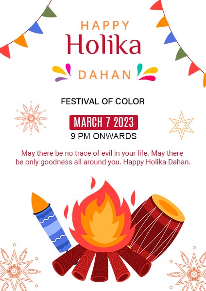 Holika Dahan Festival Invitation Card