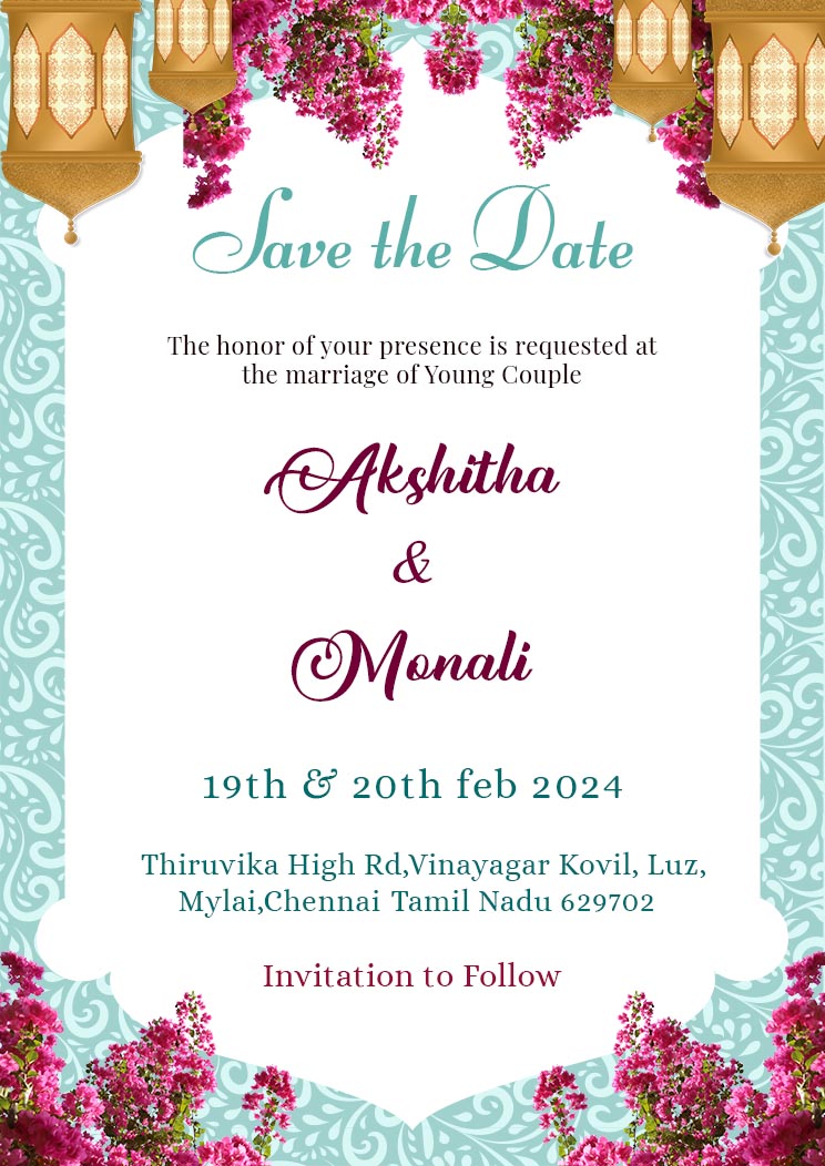 Online Wedding Save the Date Invitation Card