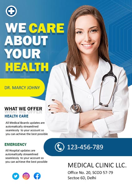 Light Navy and White Creative A4 Portrait Health Flyer