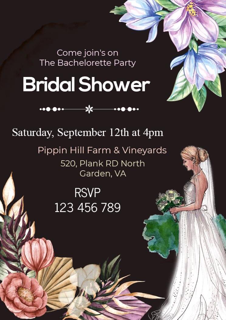 Simple Bridal Shower Invitation Card Free