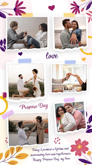 Very Light Pink Floral Happy Propose day Insta Photo College Story Maker Template