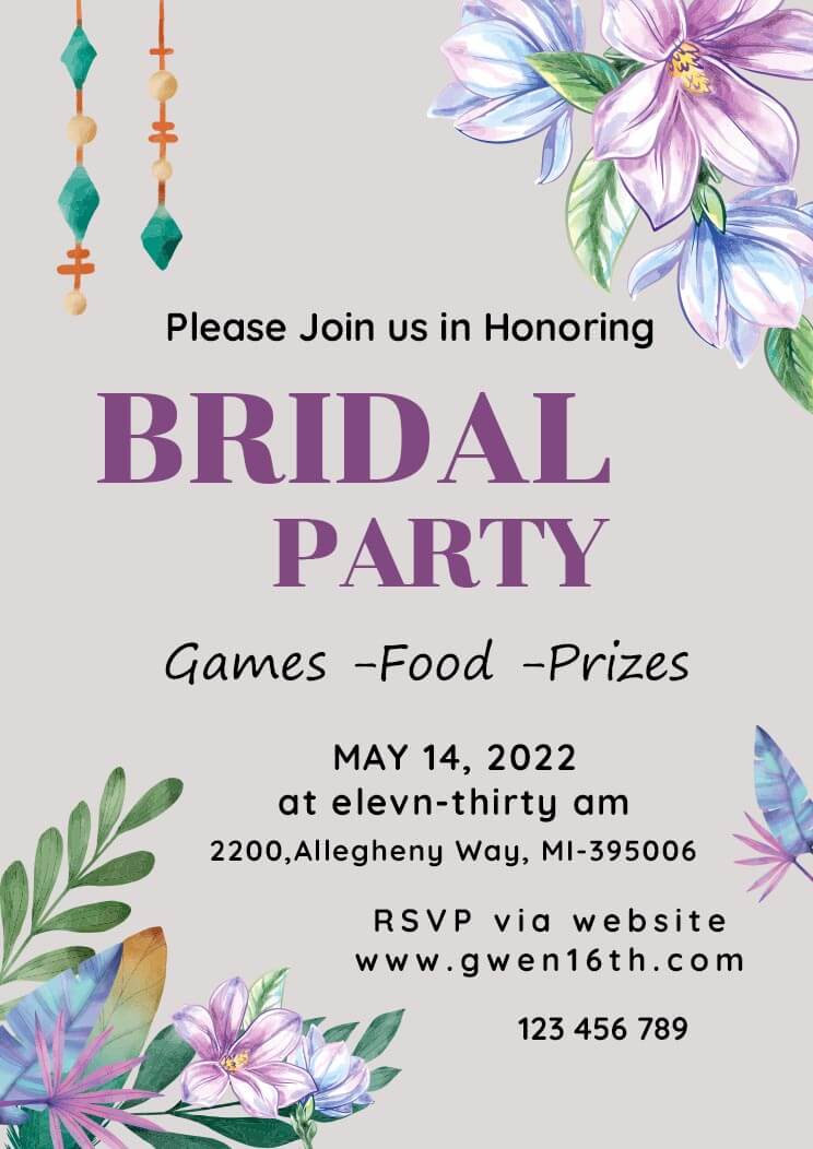 Bridal Party Invitation Card