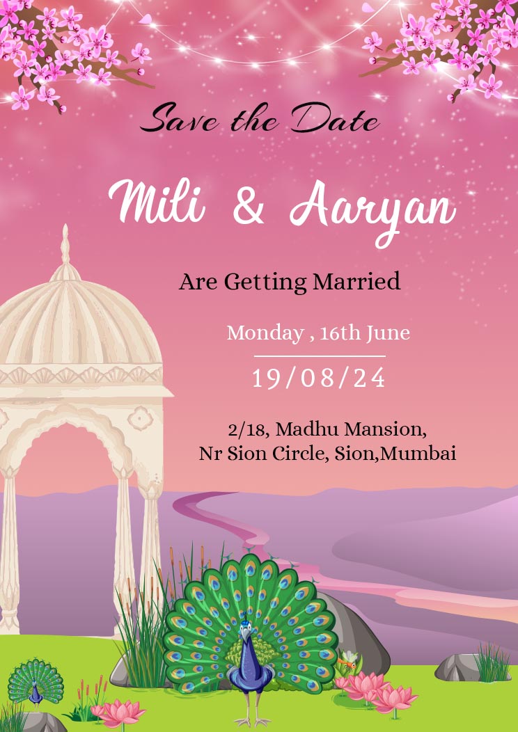 Colorful Wedding Ceremony Save The Date Invite Card
