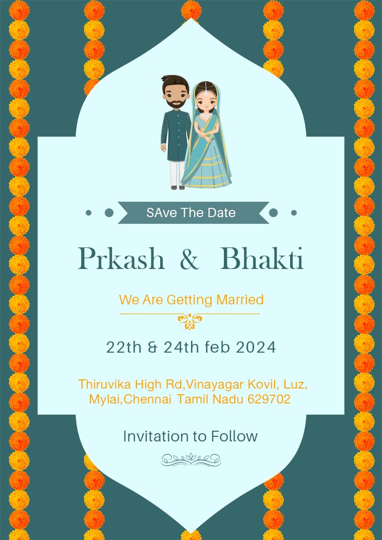 Digital Wedding Save The Date Invitation Card