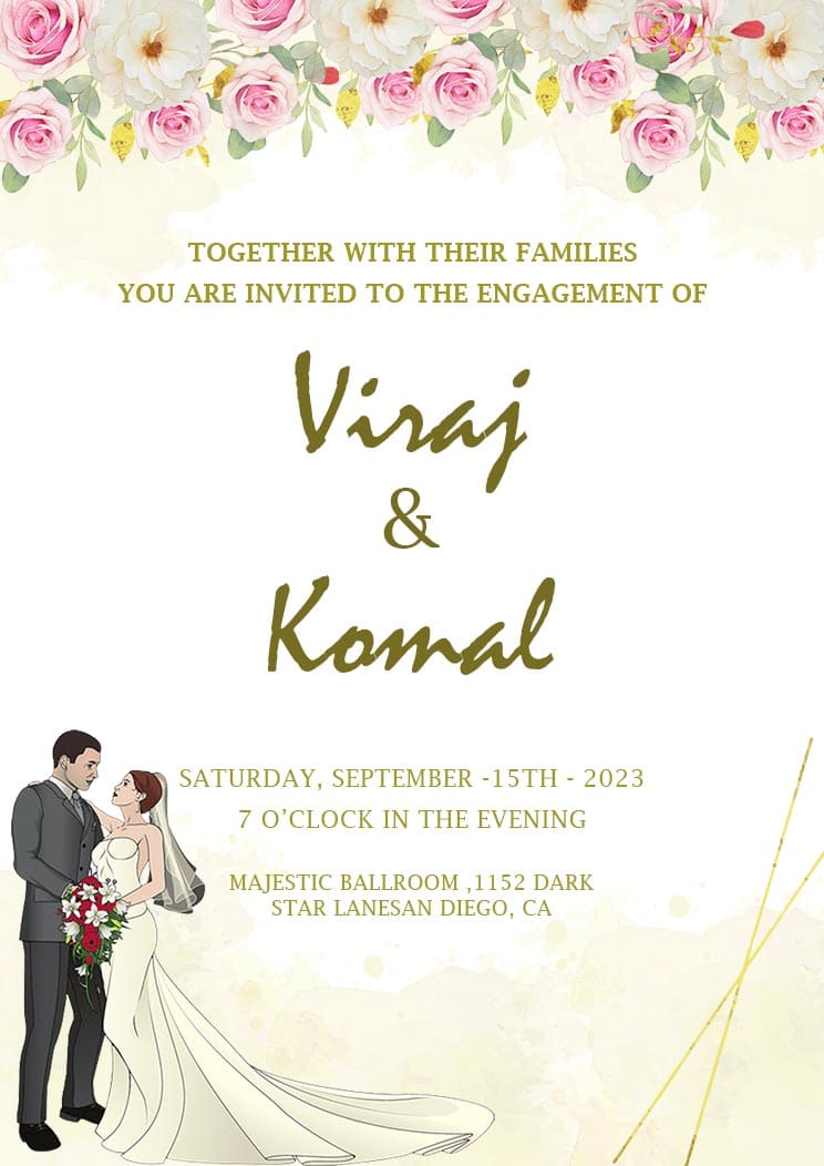 Engagement Invitation Card With Name Editing