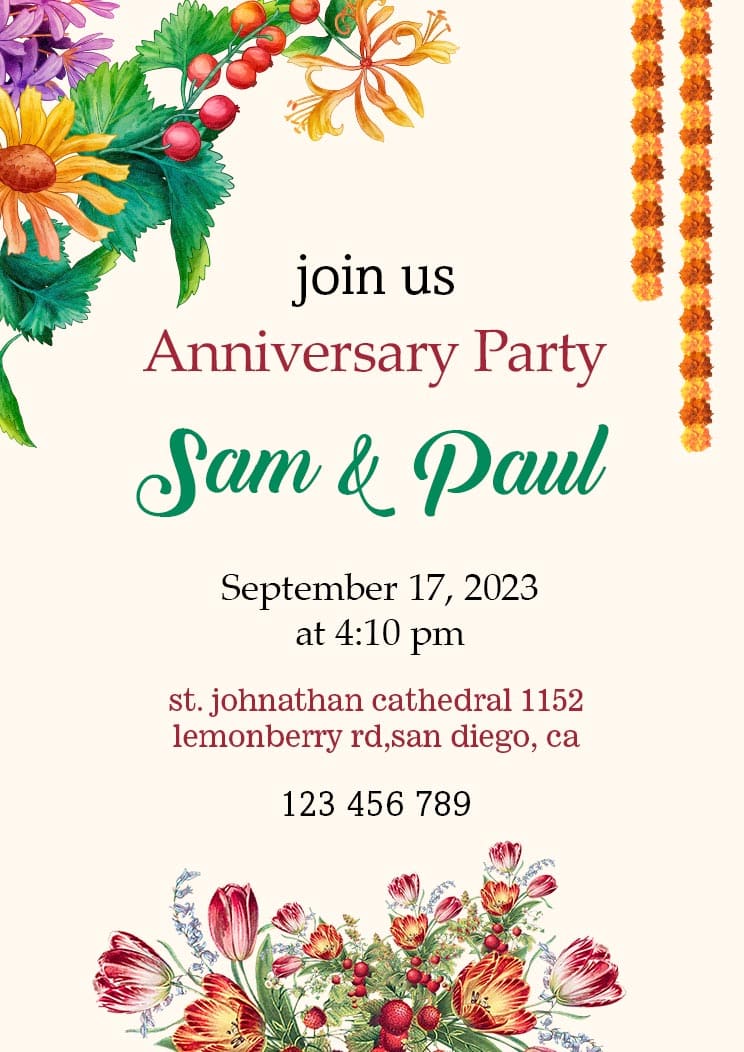 Invitation Card for Anniversary Party