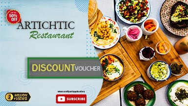 Minimal Blue Food Image In Restaurant Discount Voucher Simple and Creative Youtube Thumbnail