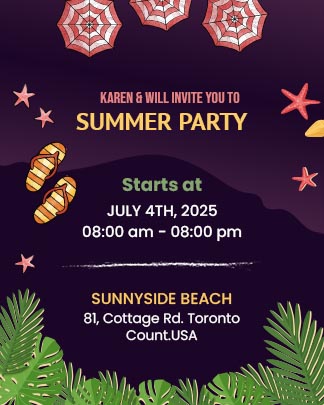Modern Summer Pool Party Invitation Portrait Template