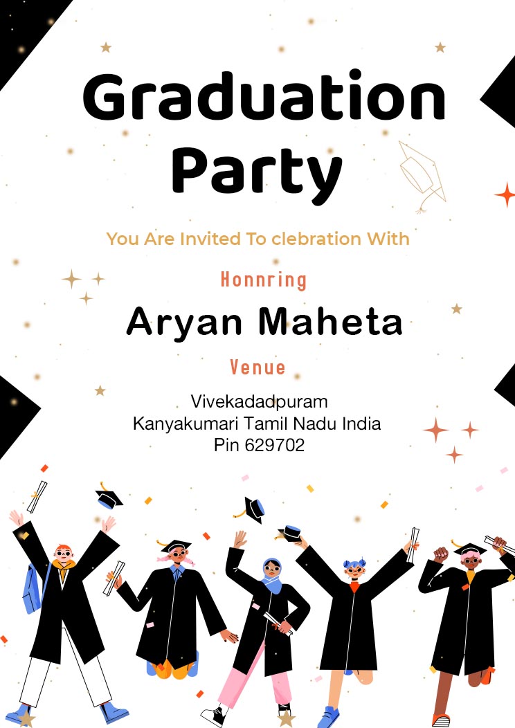 Black and White Classic Graduation Party Invitation a4