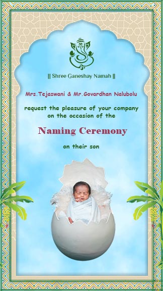 Caricature Naming Ceremony Invitation Card