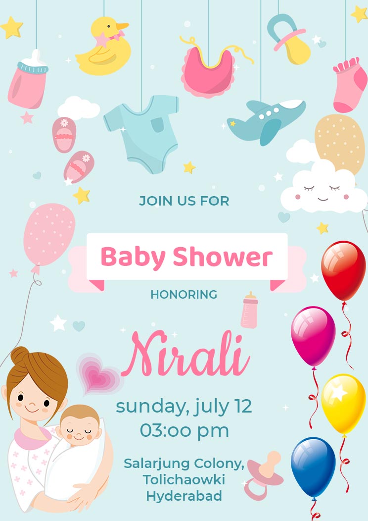 Colorful Free Baby Shower Invitation Card