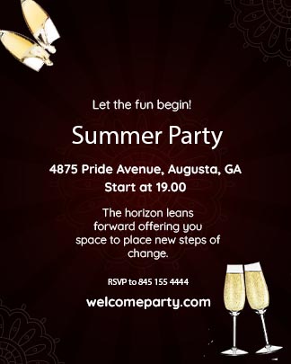 Summer Party Invitation Card Maker Template