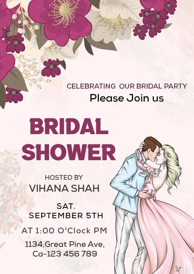 Caricature Bridal Shower Invitation Card