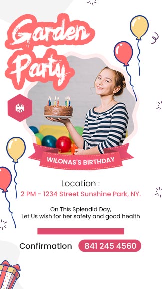 Birthday Party Invitation Instagram Story Template